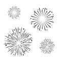 Stars fireworks in line set. Happy New year celebration. Fireworks icon Royalty Free Stock Photo