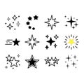 Stars flat line icons set