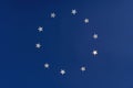 Stars are in the form of a circle on a blue background, space for text, new year`s composition Royalty Free Stock Photo