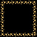 Stars frame or border for christmas, holidays gold falling square vector background. magic stars on night sky backdrop. Square Royalty Free Stock Photo