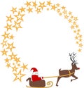 Stars frame with Santa Claus and Rudolf