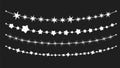 Stars garlands set. Different star on ropes or strings, festive holidays decorative vector elements. Christmas or