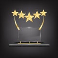 5 Stars Gold Trophy Award with Name Plate award certificate frame Royalty Free Stock Photo