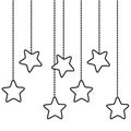 Stars hanging icon in black and white