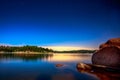 Stars and Lake by Moonlight at Rampart Reservoir Royalty Free Stock Photo