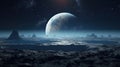 stars lunar earthrise landscape Royalty Free Stock Photo