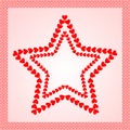 Stars made from red hearts, framed with heart border