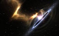 Stars and material falls into a black hole