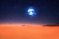 Stars and moon on starry sky at night  after summer sunset , night seascape Royalty Free Stock Photo