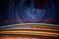 Stars in motion background, long exposure photo from space, ring shape stars. Elements of this image furnished by NASA