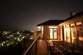 Stars at night above an ocean view house, Sydney, Australia