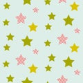 Stars on night sky boy seamless vector pattern. Royalty Free Stock Photo