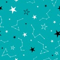 Stars in the night sky seamless  repeat pattern design Royalty Free Stock Photo