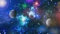 Nebula and galaxies in space.Planet and Galaxy - Elements of this Image Furnished by NASA Royalty Free Stock Photo