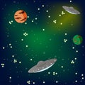 Stars, Planets and UFO in Space