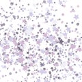 Stars purple glitter confetti isolated on blurred abstract white background. Festive holiday background. Celebration Royalty Free Stock Photo