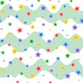 Stars in random chaotic order seamless pattern simple doodle hand drawn minimalist repeat illustration