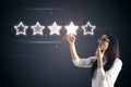 5 stars rating with businesswoman Royalty Free Stock Photo