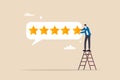 5 stars rating feedback, customer satisfaction, comment or giving product review, best reputation or ranking, assessment, Royalty Free Stock Photo