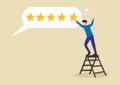 5 stars rating feedback, customer satisfaction, comment or giving product review, best reputation or ranking, assessment, Royalty Free Stock Photo