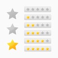 Stars rating panel design template for web. Vector collection of gold five-star rating panels Royalty Free Stock Photo