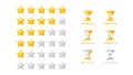 5 Stars Rating. Vector Collection With Flat Yellow Star Icons That Imitating Golden Stars. Template For Web Design Royalty Free Stock Photo