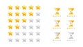 5 Stars Rating. Vector Collection With Flat Yellow Star Icons That Imitating Golden Stars. Template For Web Design Royalty Free Stock Photo