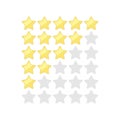 Stars rating vector images. Gold and silver five star ranking buttons icon set.