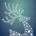Stars reindeer snowy background