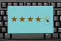 5 stars review message on a black keyboard Royalty Free Stock Photo