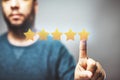 5 stars review score, reputation management, rating concept, high quality service Royalty Free Stock Photo