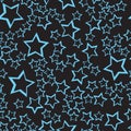 Stars seamless pattern. Blue star on dark background abstract wallpaper. Vector illustration. Royalty Free Stock Photo