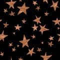 Stars seamless pattern. Isolated on a black background. For design. Royalty Free Stock Photo