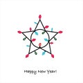 Stars shaped Christmas lights. Happy new year greeting card