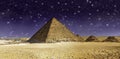 Stars and Sky over the Great Cheops Pyramid Royalty Free Stock Photo