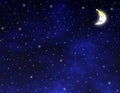 Stars and smiling moon Royalty Free Stock Photo