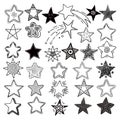 Stars. Space symbols planets elements hand drawn collection space stars vector doodle pictures