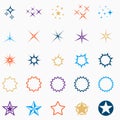 Stars and sparkles vector set. Color star light particles isolated on white background