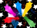 Stars Streamers Background Means Celestial Colors And Party