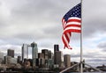 Stars and Stripes over Seattle Royalty Free Stock Photo
