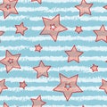 Stars and stripes seamless texture for wraping paper, backgrounds and textile, candy and sea colors Royalty Free Stock Photo