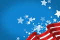 Stars, stripes and wallpaper with US flag graphic, illustration or background with color. Red, blue and white, pride and Royalty Free Stock Photo