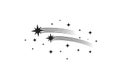 Stars with trails. Comets black silhouettes. Star shooting and stardust, rocket trail vector illustration