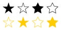 Stars vector icons collection. Stars black and gold color, isolated on white background. Stars vector icons in a row in modern Royalty Free Stock Photo