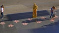 The stars on the Walk of Fame - view from Hollywood and Highland Center - LOS ANGELES, CALIFORNIA - APRIL 21, 2017 - Royalty Free Stock Photo