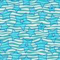 Stars and waves seamless pattern for wraping paper, backgrouns and textile, bright holiday colors