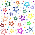 Stars on white background. Background with multicolored stars. Night star sky