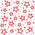 Stars on white background. Background with red stars. Night star sky