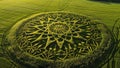 Crop Circles With Geometric, Circles, Spirals or Sacred Geometry Design Royalty Free Stock Photo