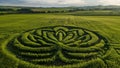 Crop Circles With Geometric, Circles, Spirals or Sacred Geometry Design Royalty Free Stock Photo